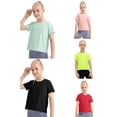 thumbnail image 1 of 5-12T Girls Short Sleeve Sports Shirts Active Dry Fit Athletic Performance Clothes Kids Teens Loose Tees, 1 of 10