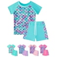 thumbnail image 1 of 5-12T Girls Swimsuits 2PCS Rashguard Set Short Sleeve Bathing Suit UPF 50+ Swimwear, 1 of 8
