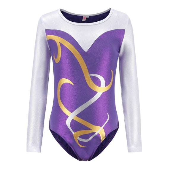5-12Y Gymnastics Dancesuit Girls Long Sleeve Dance Leotards Child Striped Costumes Leotards Kids Ballet suits Practice Pro
