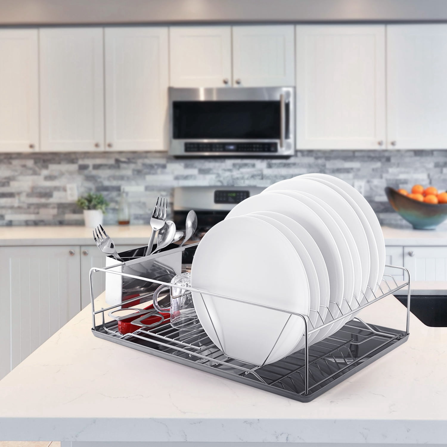 5.12in Tall Stainless Steel Dish Drying Rack ,Cutlery Organizer Drainboard Holder