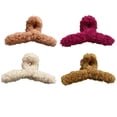 thumbnail image 1 of 5.12inch Hair Claw Clips Winter Hair Clamps NonSlip Hair Clips for Thick Hair Soft Plush Claw Hair Clips for Women Girls Cute Hair Styling Accessories Holiday Gift, (4Pack 4Colors B), 1 of 4