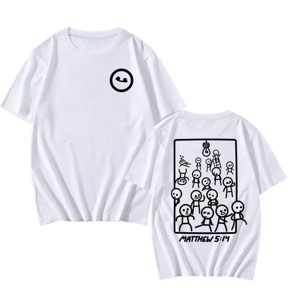 5:14 Gospel of Matthew Christian Jesus T-shirt Cotton Short Sleeve Loose Tshirt Unisex Streetwear Cartoon Graphic Print Tee