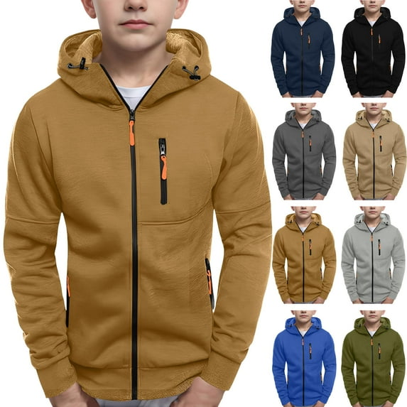 5-14 Years Boys Half Zip Hooded Sweatshirt Long Sleeve Pullover Tops Kids Fleece Sweatshirts Gift for Kids
