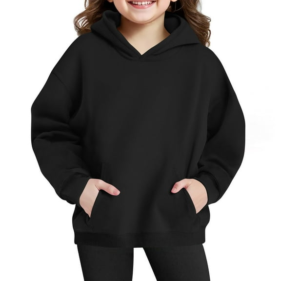 5-14 Years Girls And Boys Hooded Sweatshirt Crew Neck Long Sleeve Pullover Kids Fleece Sweatshirts
