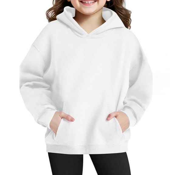 5-14 Years Girls And Boys Hooded Sweatshirt Crew Neck Long Sleeve Pullover Kids Fleece Sweatshirts