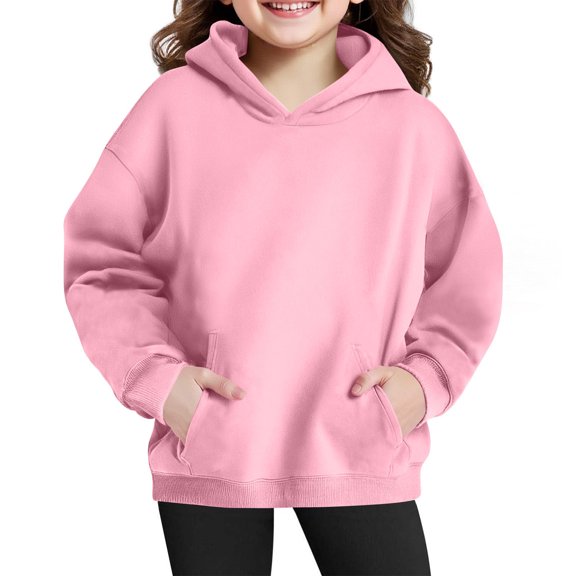 5-14 Years Girls And Boys Hooded Sweatshirt Crew Neck Long Sleeve Pullover Kids Fleece Sweatshirts