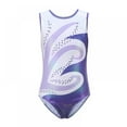 thumbnail image 1 of 5-14T Little Girls Sleeveless Gymnastic Leotard Kids Shiny Beads Flame Athletic Dance Bodysuit, 1 of 9