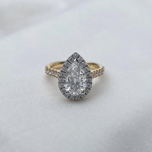 5.15 Ct Pear Cut Beautiful Halo IGI Certified Lab Grown Diamond Wedding Ring for Ladies Solid 10k Yellow Gold Size 7 by Diamond-Capitals