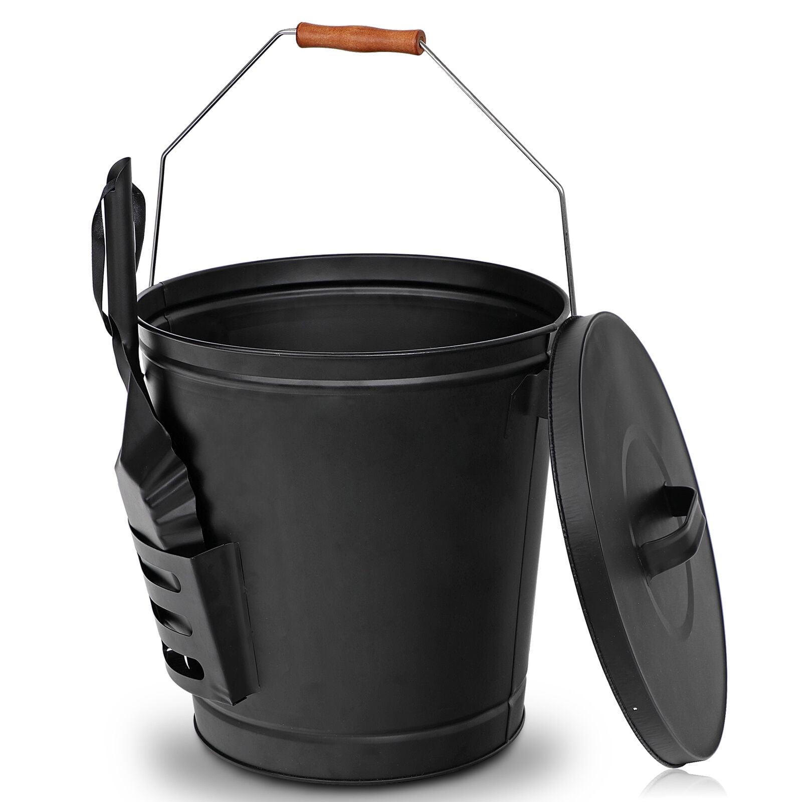 5.15 Gallon Ash Bucket w/Lid Shovel Galvanized Metal Hot Ash Pail for