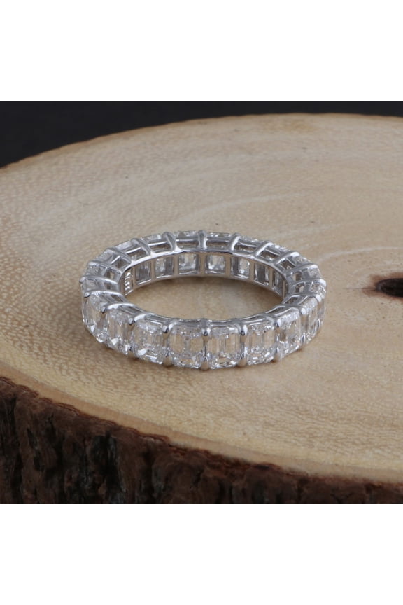 5.15 TCW Solid 18Kt White Gold SI Clarity HI Color Emerald Cut Diamond Eternity Band Ring Gold Shop Indian Jewelry