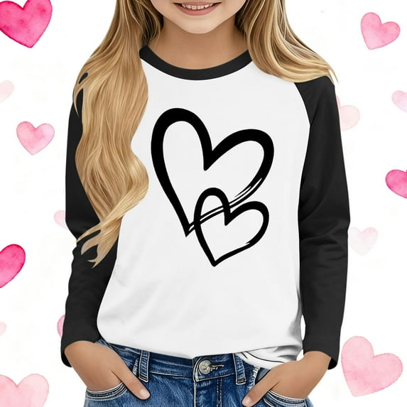 5-15 Years Scoop Neck Long Sleeve Tops for Girls Loose Fit T-shirts ...