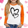 thumbnail image 1 of 5-15 Years Scoop Neck Long Sleeve Tops for Girls Loose Fit T-shirts Casual Spring Layer Trendy Basic Tees Orange 11-12 Years, 1 of 5