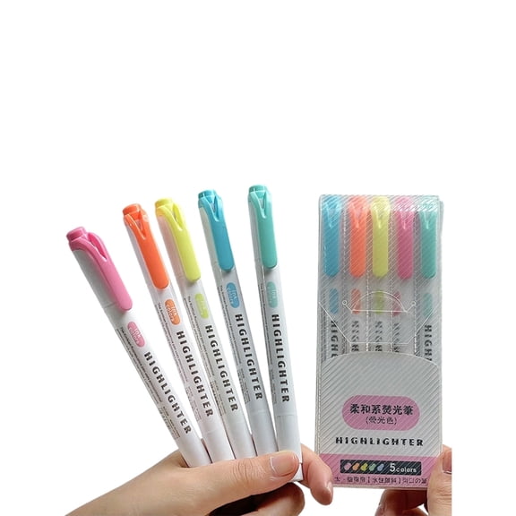 5/15Pcs Double Ended Highlighter Pen Fluorescent Markers Quick Dry for Scrapbooking Planner Calendar Notebook Journal