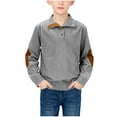 thumbnail image 1 of 5-15Y Boy Spring Outfit Golf Embroidery Button Up Sweatshirt Lapel Long Sleeve Collared Shirt Gray 11-12 Years, 1 of 8