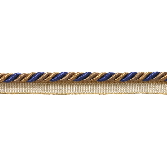 5/16" (0.5cm) Medium Shiny Twisted Rope Cord with Lip | Cord Trim # 0516BL,, Navy Beige Blue #5817 (Navy Blue, Royal Blue, Golden Beige) 10 Yards (30 ft/9.5m)