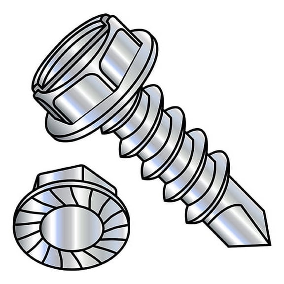 5/16-12X1 1/2 A/F.428-.437 HD Hgt.172-.190 Slotted Indented Hex Washer Serrate Self Drill Full Thread Zinc (Pack Qty 600) BC-312407KSWS