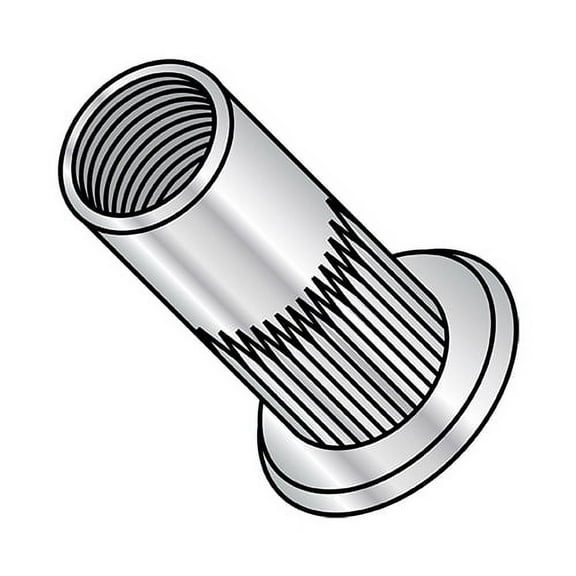 5/16-18-.150 Flat Head Ribbed Threaded Insert Rivet Nut Aluminum Cleaned and Polished (Pack Qty 1,000) BC-XA-31150S