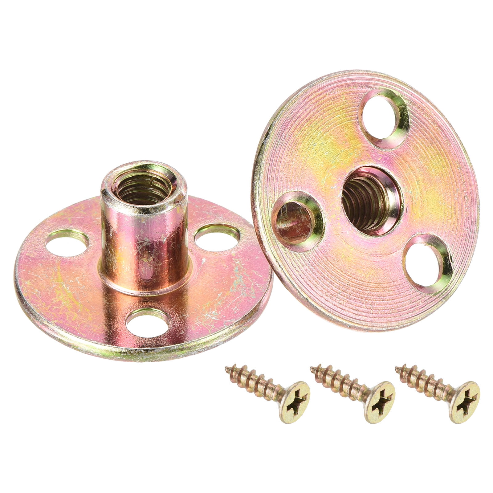 5/16"-18 Brad Hole Tee Nut, 20 Pack Carbon Steel Round Base Screw-in T-Nuts