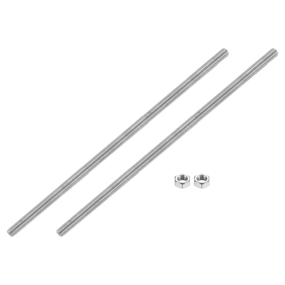 5/16"-18 Fully Threaded Rod, 2Pcs 304 Stainless Steel 10" Long Threaded Screw