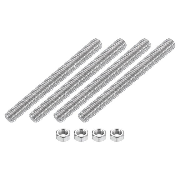 5/16"-18 Fully Threaded Rod, 4Pack 304 Stainless Steel 3.1" Long Threaded Screw