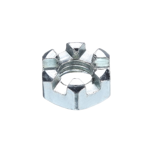 5/16"-18 Hexagon Slotted Nut, Grade 6.8 Carbon Steel Hex Nuts, Silver, 1Pack