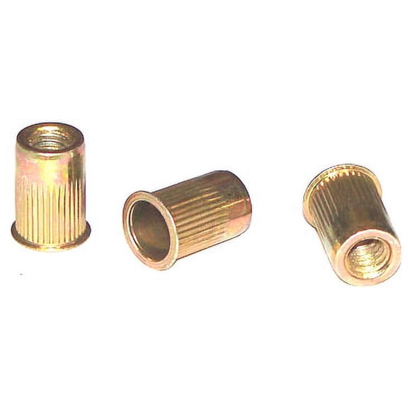 5/16-18 (Max Grip .150) Small Flange Ribbed Blind Threaded Inserts / Steel / Zinc Yellow - 1000 Piece Carton