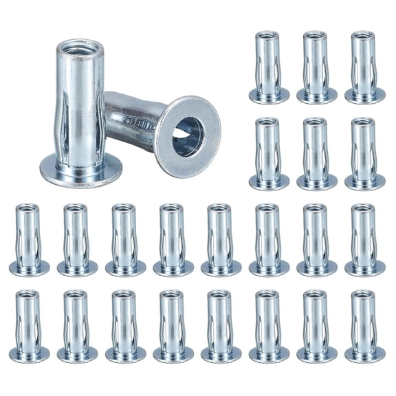 5/16-18 Multi-Grip Rivet Nuts, 24pcs Pre-Bulbed Shank Flat Head Threaded Insert Nut Carbon Steel Plus Nuts Construction Fasteners for Industrial