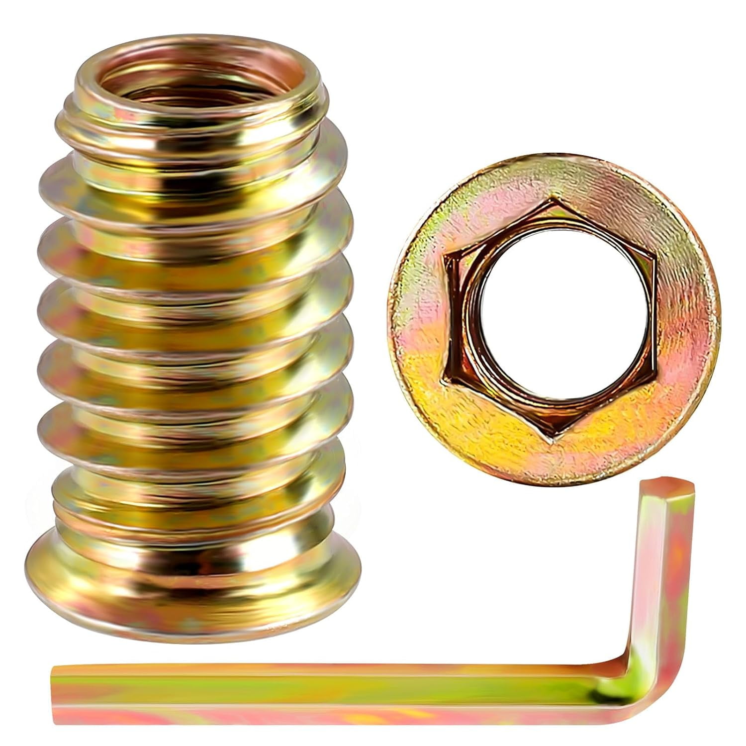 5/16"-18 Threaded Inserts for Wood Nutsert Furniture Screw-in Nut 25mm Length Hex Drive, 25 PCS