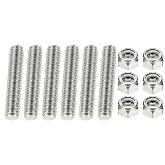 Uxcell UNC Fully Threaded Rod Length Right Hand Thread with Nuts for Various Applications 5/16"-18 x 1.57" 6
