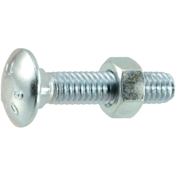 5/16"-18 x 1-1/2" Zinc Plated Grade 2 / A307 Steel Coarse Thread Carriage Bolts