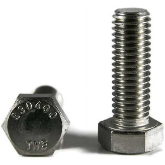 5/16-18 x 1 Hex Head Cap Screws, Stainless Steel 18-8, Plain Finish (Quantity: 100 pcs) - Coarse Thread UNC, Fully Threaded, Length: 1 Inch, Thread Size: 5/16 Inch