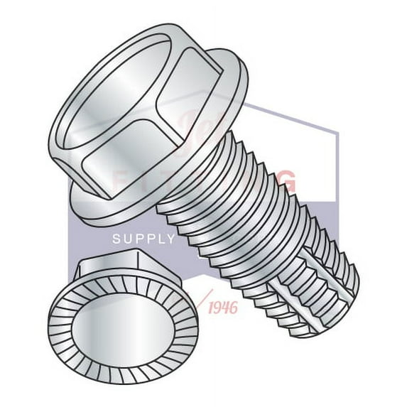 5/16-18 x 2 1/2" Type F Thread Cutting Screws | Unslotted | Hex Washers Head | Steel | Zinc | Serrated (Quantity: 500)