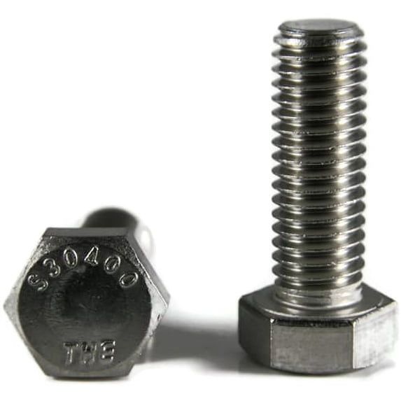 5/16-18 x 3 Hex Head Cap Screws, Stainless Steel 18-8, Plain Finish (Quantity: 50 pcs) - Coarse Thread UNC, Fully Threaded, Length: 3 Inch, Thread Size: 5/16 Inch
