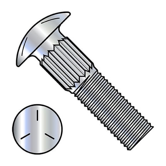 5/16-18X1 3/4 Ribbed Neck Carriage Bolt Grade 5 Fully Threaded Zinc (Pack Qty 800) BC-3128CR5
