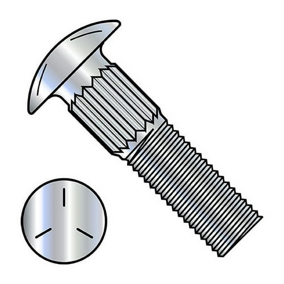 5/16-18X2 Ribbed Neck Carriage Bolt Grade 5 Fully Threaded Zinc (Pack Qty 775) BC-3132CR5