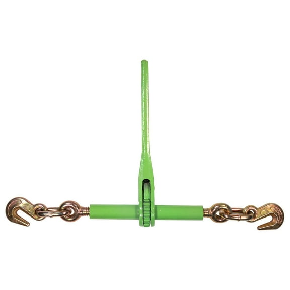 5/16"- 3/8" Heavy Duty Hi-Viz Green Ratchet Chain Binder w/ 5/16" Grab Hook & 1/2" Slip Hook, 5,400 Lbs WLL - Tie Down Hauling Load Binders for Flatbed Trailers