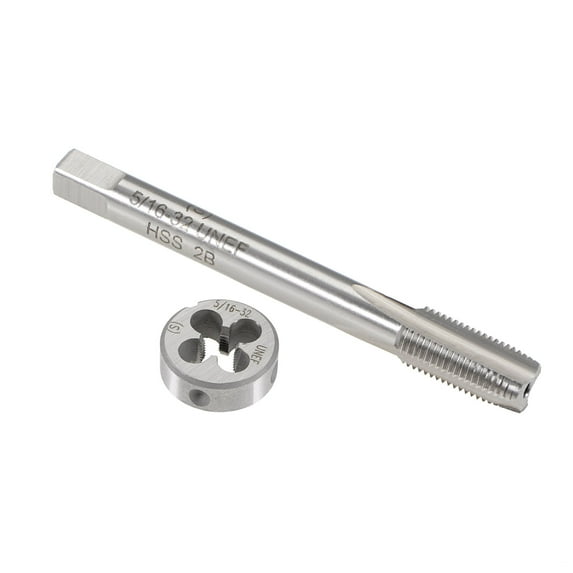 Uxcell 5/16"-32 UNEF Tap and Die Set, HSS Machine Thread Tap with Round Threading Die Right Hand