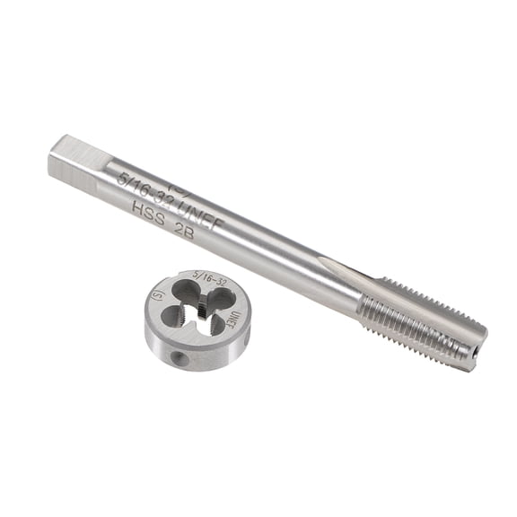 Uxcell 5/16"-32 UNEF Tap and Die Set, HSS Machine Thread Tap with Round Threading Die Right Hand