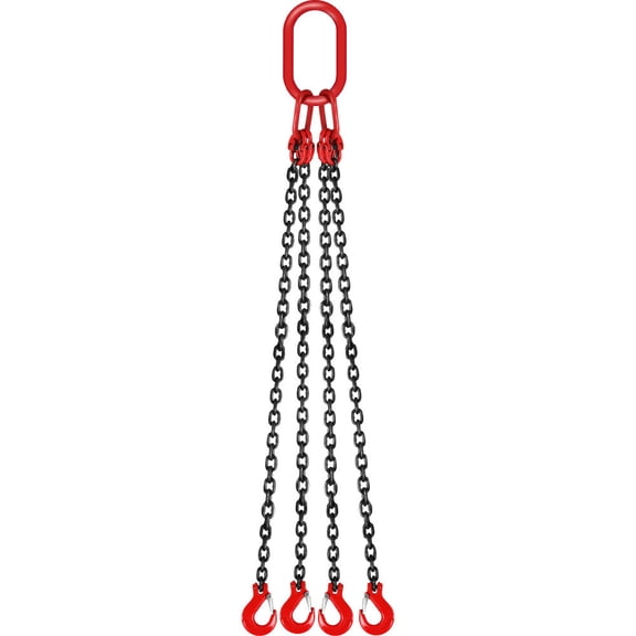5/16" 5FT Chain Sling 4 Legs with Sling Hooks G80 Lifting Chain Sling