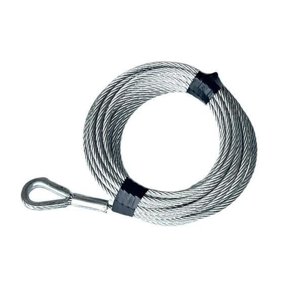 5/16", 7x19, Galvanized Steel Winch Cable (50 ft with Thimble Eye)