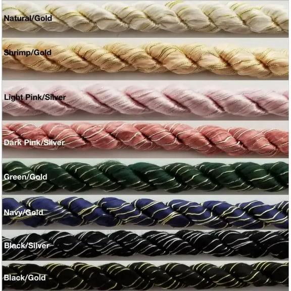 5/16" (8mm) Twist Cord Rope Trimming with Metallic - 10 Yards - Many Colors Available!