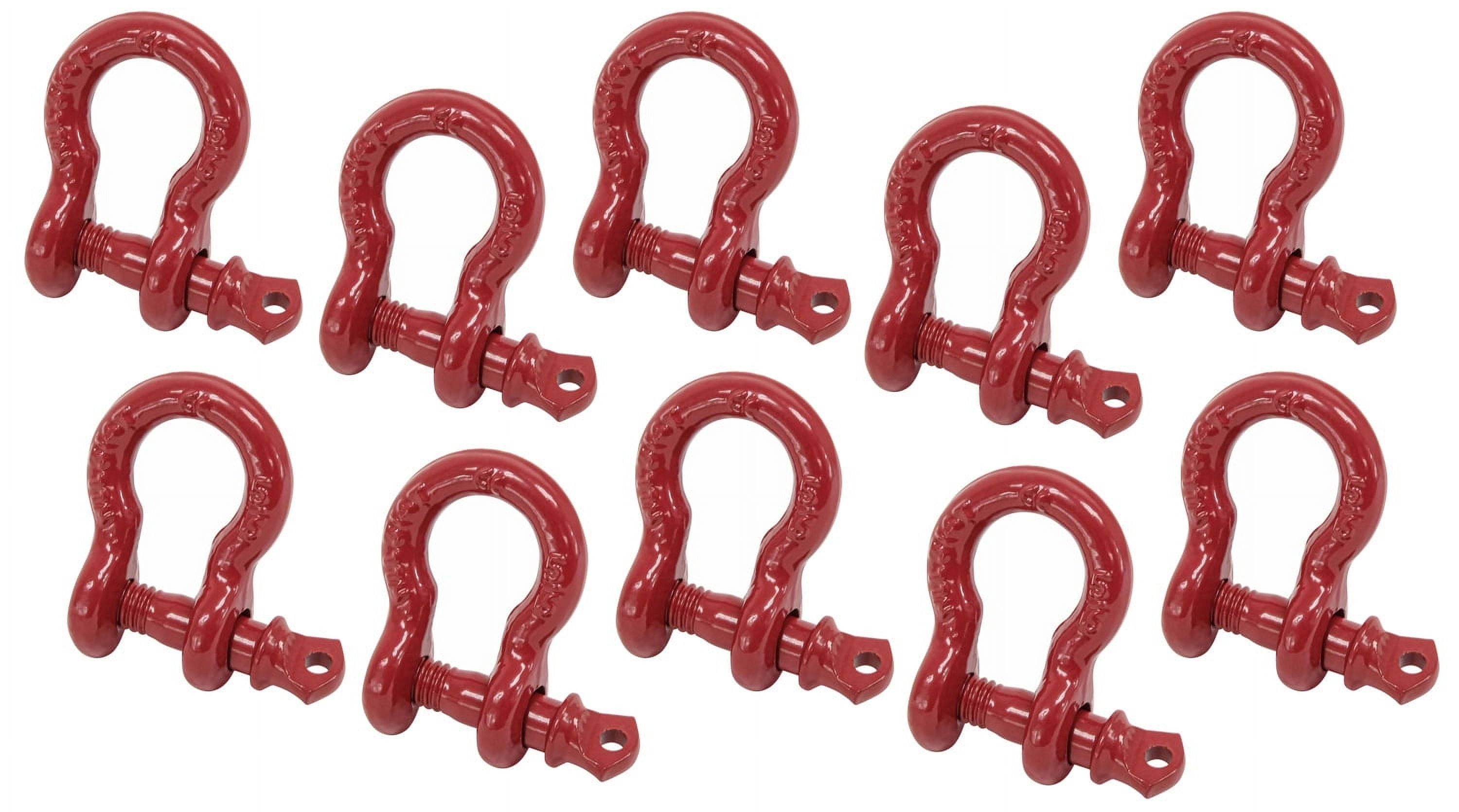 5/16" Anchor Shackle Forged Carbon Steel w/Alloy Screw Pin WLL 0.75 Ton (1,500 Lbs.) | Double Rust Protection Heavy Duty D Ring Shackle for Towing, Rigging & Vehicle Recovery (10 Pack)