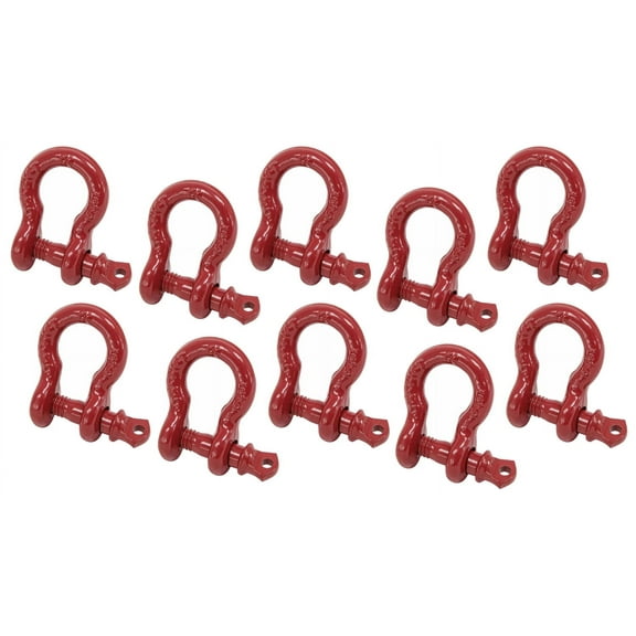 5/16" Anchor Shackle Forged Carbon Steel w/Alloy Screw Pin WLL 0.75 Ton (1,500 Lbs.) | Double Rust Protection Heavy Duty D Ring Shackle for Towing, Rigging & Vehicle Recovery (10 Pack)