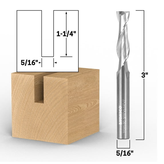5/16" Dia. 2 Flute Upcut Spiral End Mill CNC Router Bit - 5/16" Shank - Yonico 31241-SC