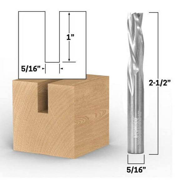 5/16" Dia. 3 Flute Low Helix Downcut Spiral End Mill CNC Router Bit - 5/16" Shank - Yonico 36320-SC
