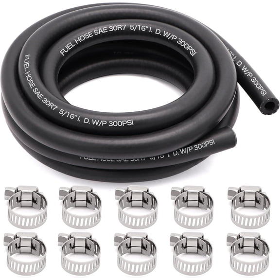 5/16 Inch (8mm) ID Fuel Line Hose 10FT NBR Neoprene Rubber Push Lock 10