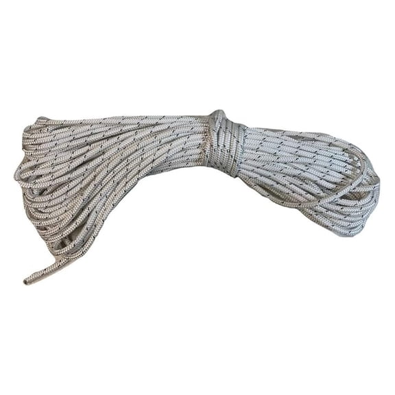 5/16 Inch Double Braid Polyester Rope - White/Black Tracer, 2600lb Tensile Strength - Halyards, Control & Sheet Lines, Low Stretch, Made in USA 200.0 Feet