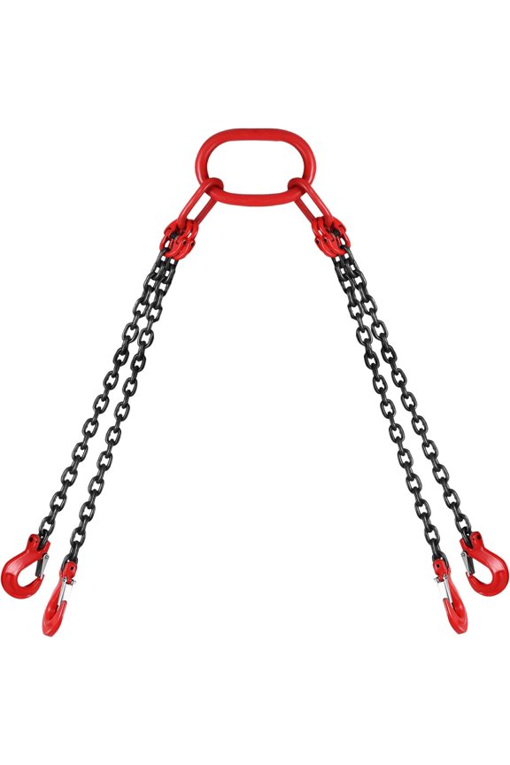 Heavy Duty 5 Feet Chain Sling 5/16 Inch X 5 Feet G80 Alloy Steel Engine Hoist Chain 3 Ton Lifting Capacity with 4 Leg Grab Hooks for Mechanical and Workshop Applications