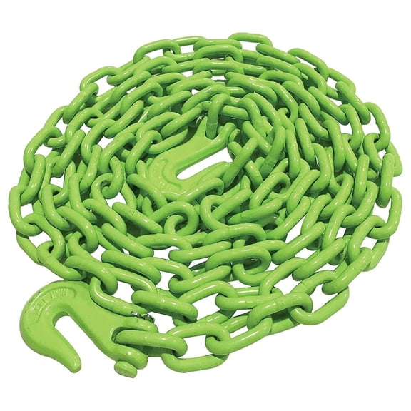 5/16 Inch x 14 Foot Multipurpose Grade 43 Log Chain with 2 for Logging, Towing ATV's, and More, Lime Green