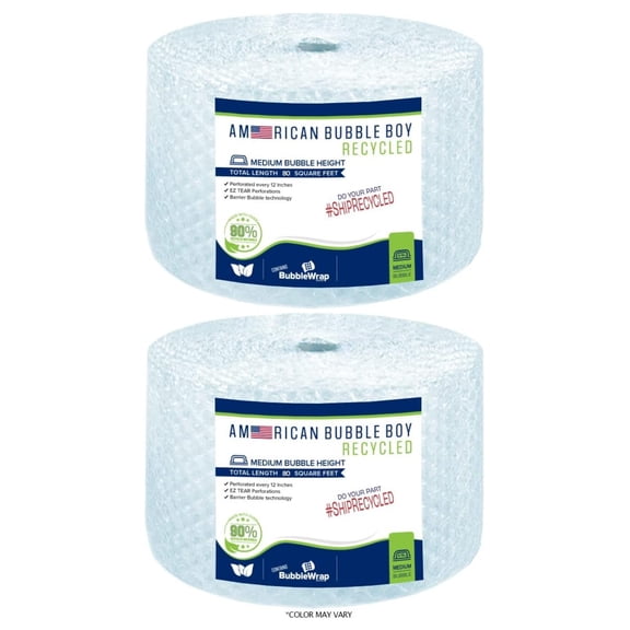 5/16 Medium Recycled Bubble Wrap - 2 Rolls